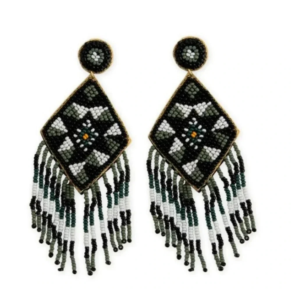New Boho Beaded Statement Earrings